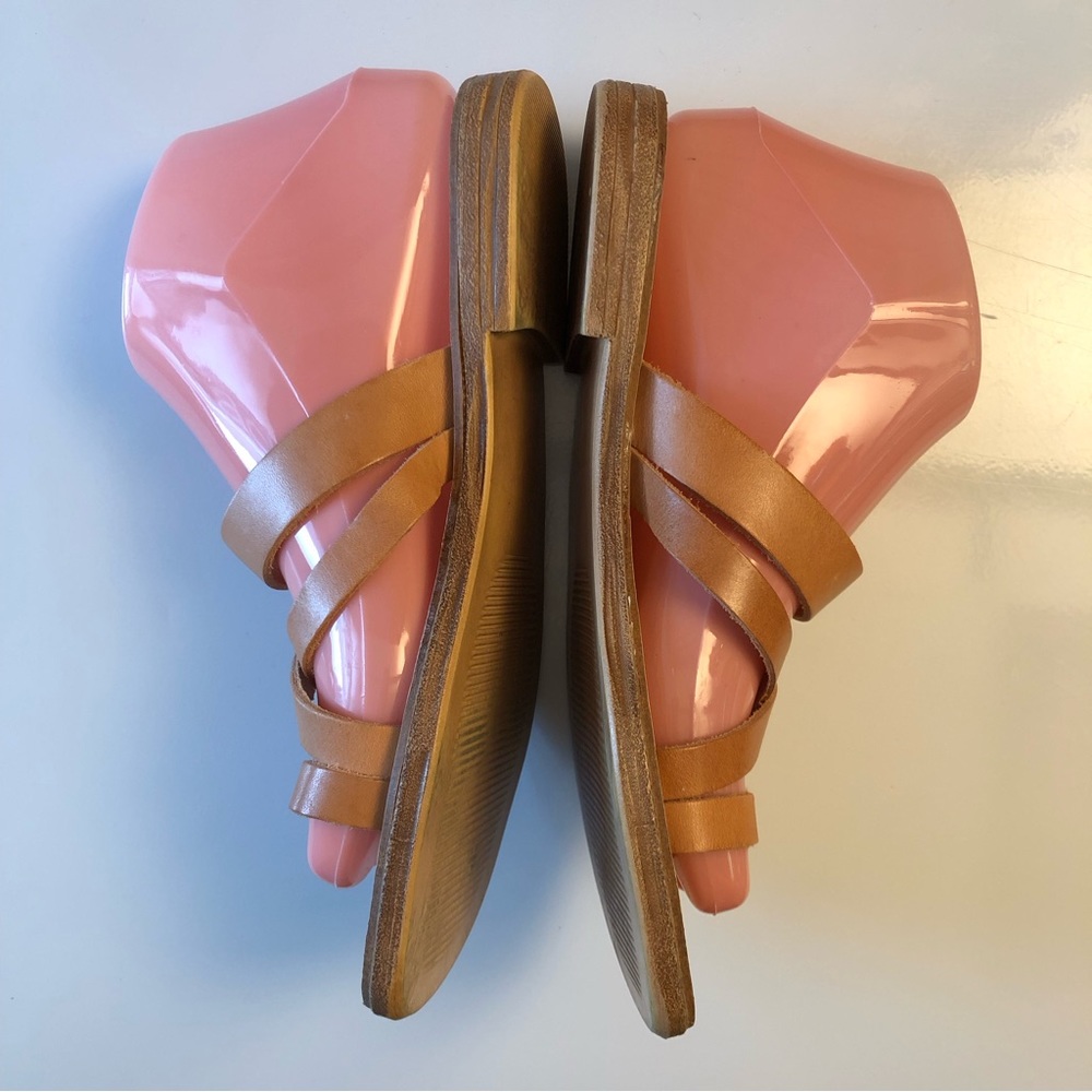 **NO SIZE TAGS* SEYCHELLES Tan Unisex Toe Strap Flat Women’s Multi Strap Sandals - Picture 6 of 7